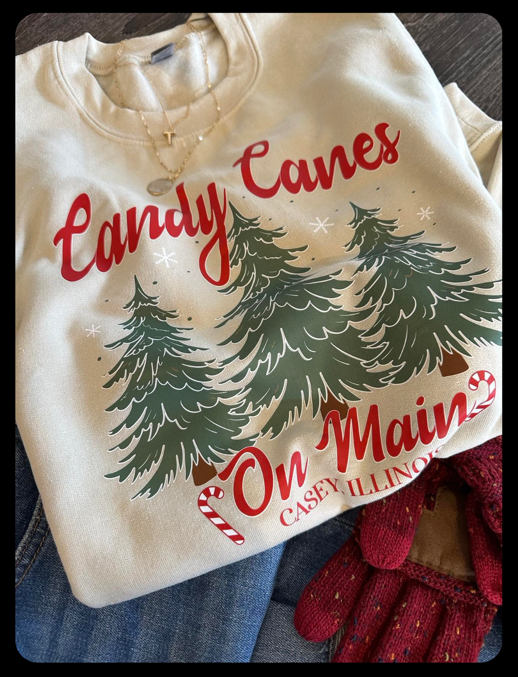 Candy Canes on Main Crewneck Sweatshirt